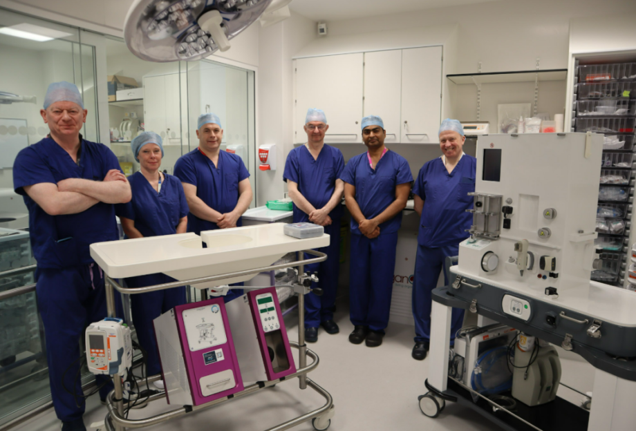 ictured inside the perfusion suite are (left to right) Prof Mike Nicholson, Prof Sarah Hosgood, Mr Neil Russell, Prof Chris Watson, Mr Rohit Gaurav and Mr Andrew Butler, with the kidney perfusion machine on the left and liver perfusion machine on the right