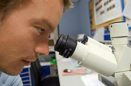 man looking into microscope_ Image by PublicDomainPictures from Pixabay