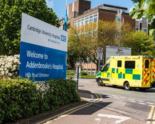 Picture shows ambulance visiting Addenbrooke's hospital