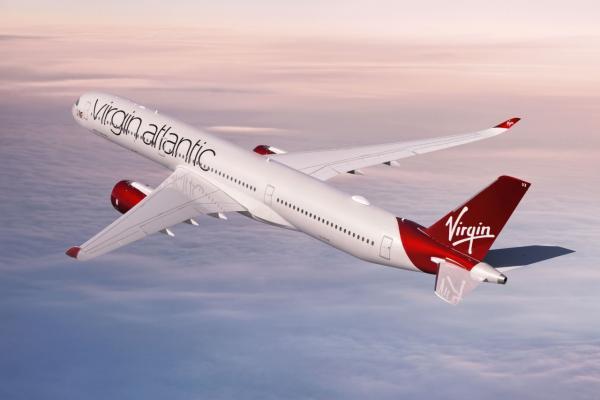 Virgin Arlantic plane in the air