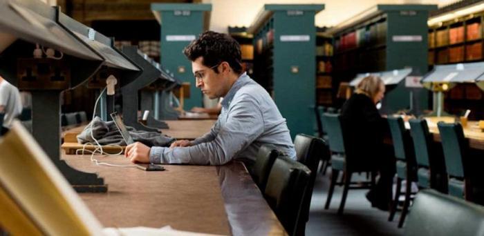 Students at work in the library