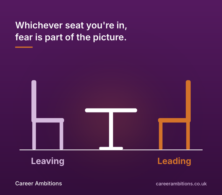 Two seats one saying leaving the other saying leading