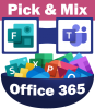A bowl with Office 365 written on the outside with a selection of office 365 courses inside