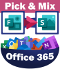 A bowl with Office 365 written on the outside with a selection of office 365 courses inside