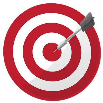 Red and white target with arrow in middle